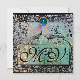 Anúncio Pássaros de amor de NOIVA monograma preto verde ge