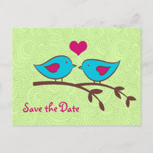 Anúncio Pássaros do Amor em Verde Cartão Postal de Salvar