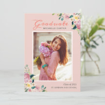 Pastel Chic Floral Menina Foto Graduação