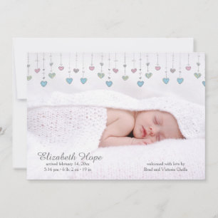 Anúncio pequeno do nascimento da foto dos corações