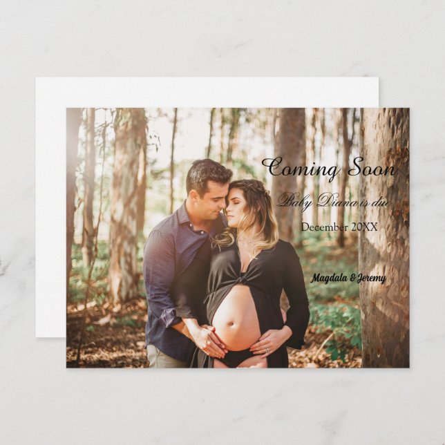 anúncio personalizado de fotogravidez em breve (Frente/Verso)