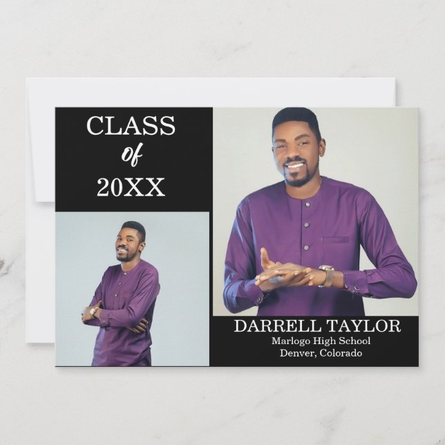 Anúncio Personalized 2-Photo Graduation Announcement (Frente)