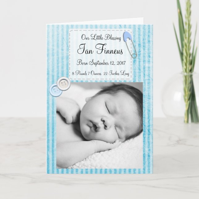 Anúncio Personalized Baby Boy Photo Birth Announcement (Frente)
