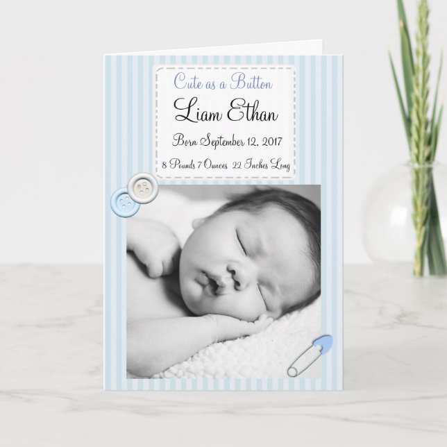 Anúncio Personalized Baby Boy Photo Birth Announcement (Frente)