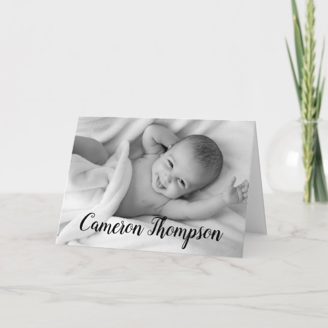 Anúncio Personalized Photo Modern Baby Birth Announcement (Frente)