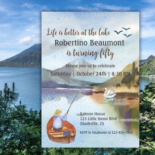 Anúncio Pesca por aquarelas no lago 50º Festa de aniversár