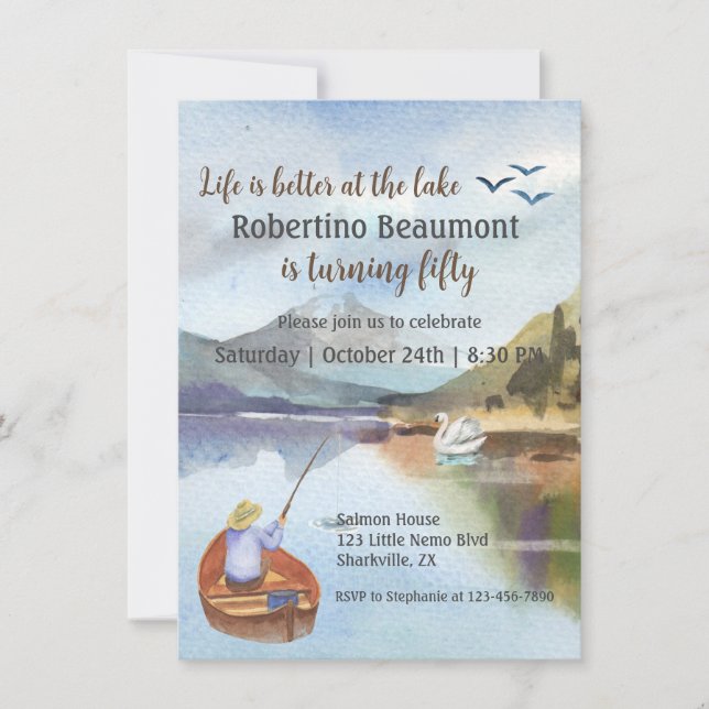 Anúncio Pesca por aquarelas no lago 50º Festa de aniversár (Frente)