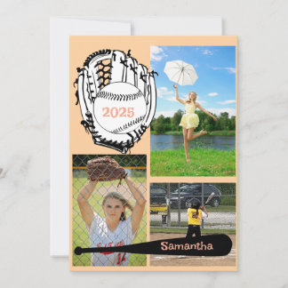 Anúncio Pêssego de Colagem de Fotografias Softball/Basebal