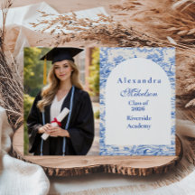 Photo Blue Floral Toile Graduation Party