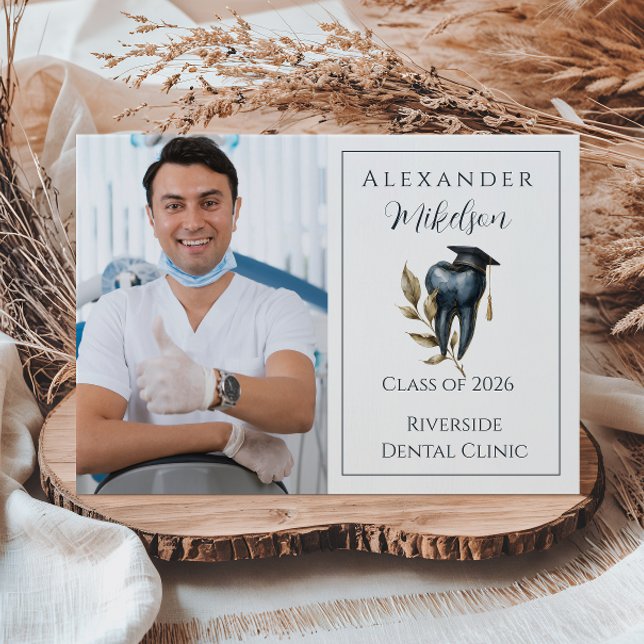 Anúncio Photo Blue Laurel Tooth Graduation Party (Criador carregado)