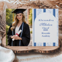 Photo Classic Blue Toile Graduation Party