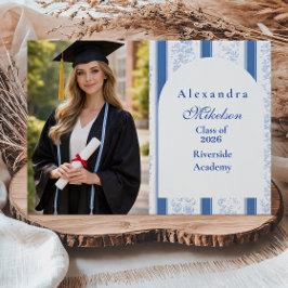 Anúncio Photo Classic Blue Toile Graduation Party