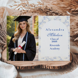 Anúncio Photo Classic Porcelain Blue Graduation Party