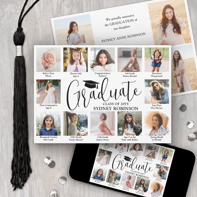 Anúncio Photo Collage & Captions Trendy Script Graduation (Criador carregado)