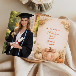 Anúncio Photo Coquette Bow Pumpkin Fall Graduation