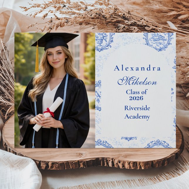 Anúncio Photo Elegant French Toile Graduation Party (Criador carregado)