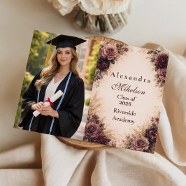 Anúncio Photo Moody Burgundy Floral Graduation Party