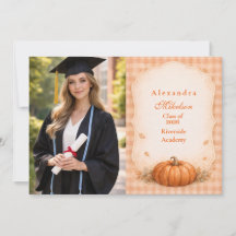 Photo Rustic Gingham Pumpkin Fall Graduation