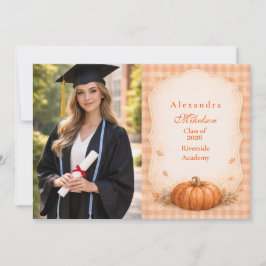 Anúncio Photo Rustic Gingham Pumpkin Fall Graduation