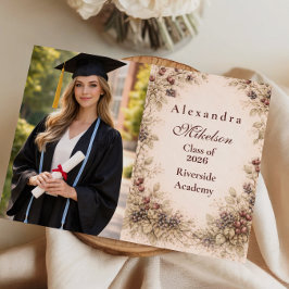 Anúncio Photo Vintage Berry Botanical Graduation Party