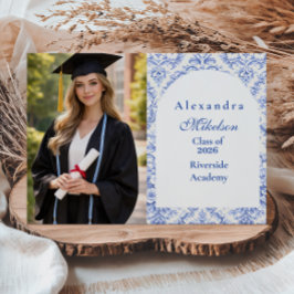 Anúncio Photo Vintage Blue Botanical Graduation Party