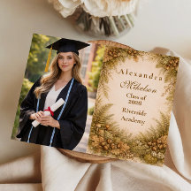 Photo Vintage Woodland Autumn Graduation Party