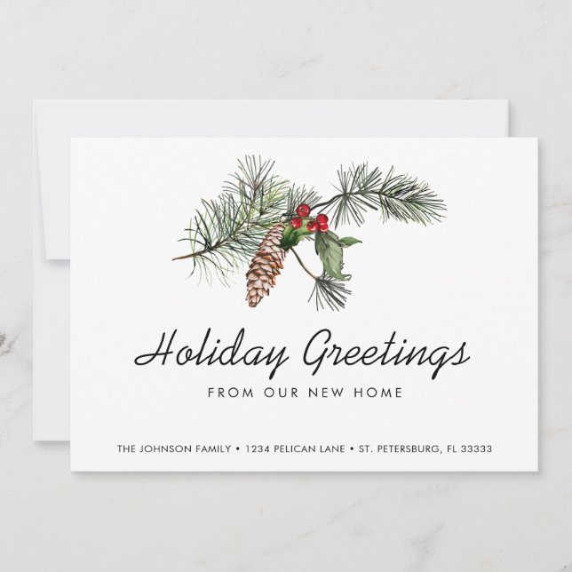 Anúncio Pine Bough Christmas Berries Moving Holiday (Frente)