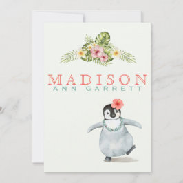 Anúncio Pinguim tropical bonito pinguim rosa bebê bebê par