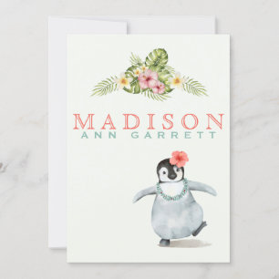 Anúncio Pinguim tropical bonito pinguim rosa bebê bebê par