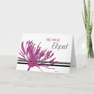 Anúncio Pink and Black Flower Elopement Announcement Card