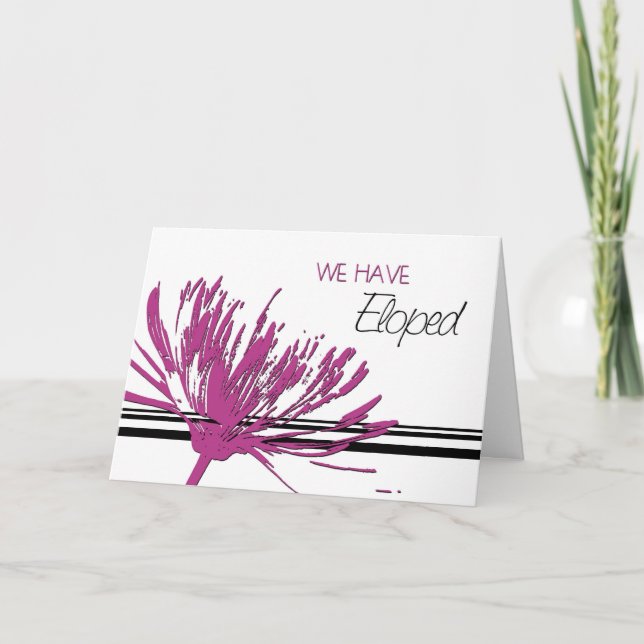 Anúncio Pink and Black Flower Elopement Announcement Card (Frente)