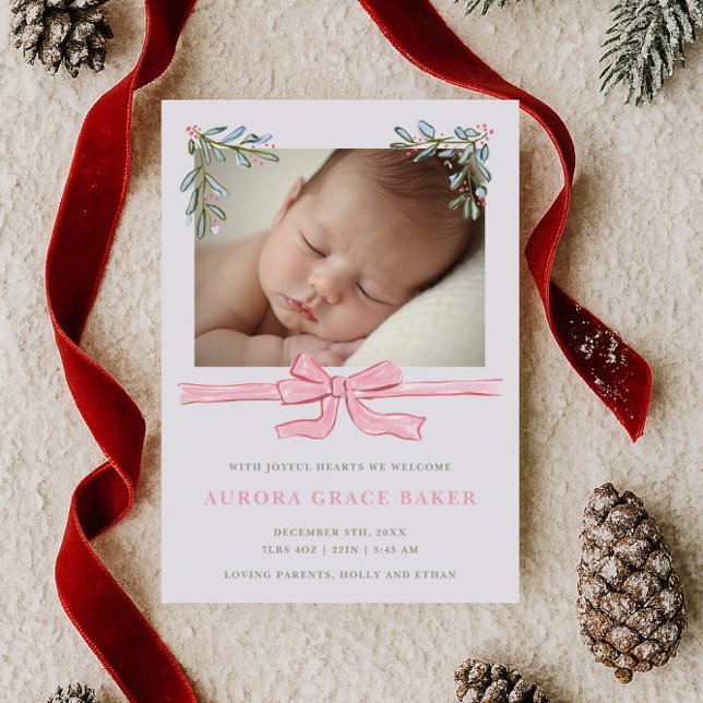 Anúncio Pink Bow Greenery Christmas Baby (Criador carregado)