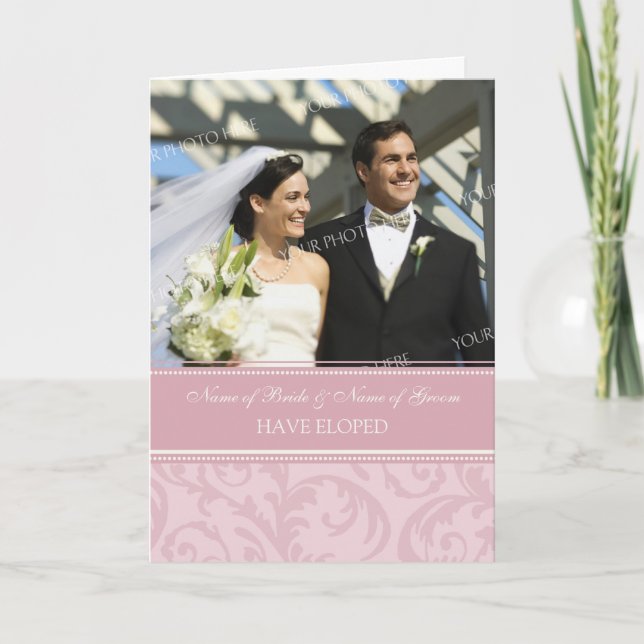Anúncio Pink Cream Elopement Photo Announcement Card (Frente)