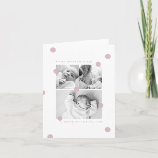 Anúncio Pink Modern Baby Photo Collage Birth Announcement