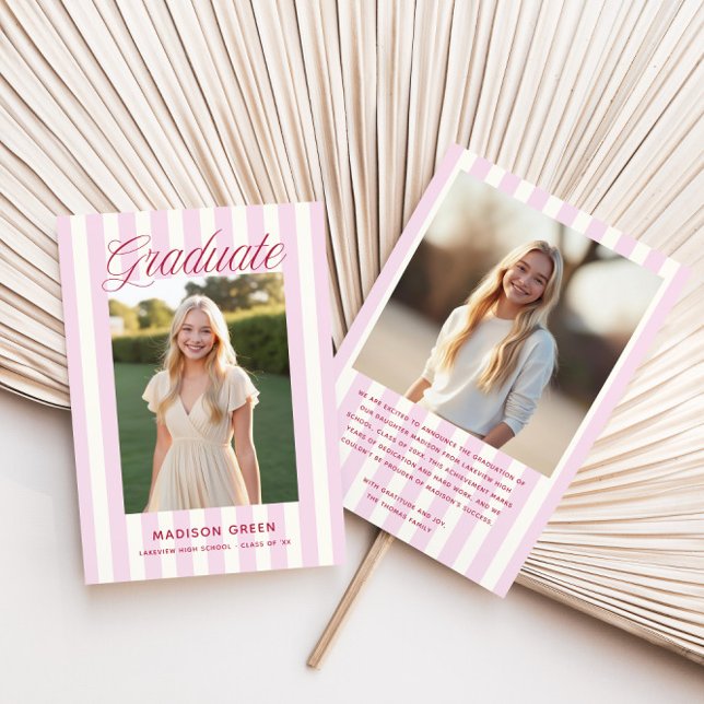Anúncio Pink Striped Preppy Graduation (Criador carregado)