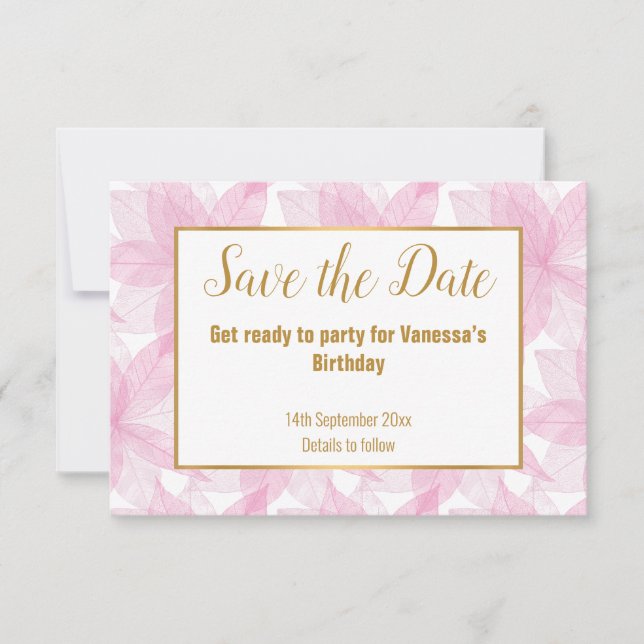 ANÚNCIO PINK WHITE LEAF FLOWOR SALVE A DATA DOURADA (Frente)