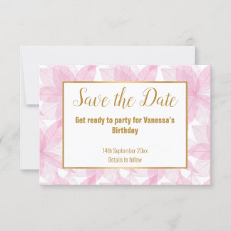 ANÚNCIO PINK WHITE LEAF FLOWOR SALVE A DATA DOURADA