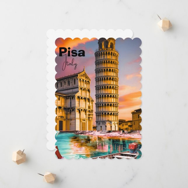 Anúncio Pisa Italy Travel Postcard, Pisa Travel Art Postca (Frente/Verso In Situ)
