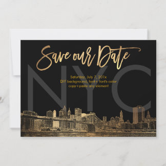 Anúncio PixDezines/Save Date/Faux Gold/NYC