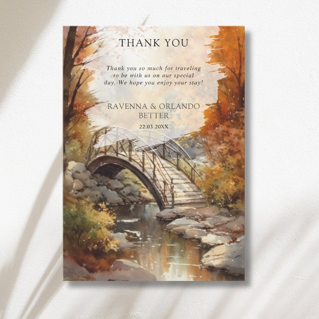 Anúncio Ponte da Floresta de Outono em Aquarela Agradecime (Criador carregado)