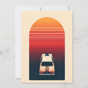Anúncio Pôr do Sol Retro Minimalista Viagem de Carro Antig