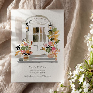 Anúncio Porta Frontal Floral em Aquarela Mudamos de Endere