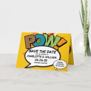 Anúncio POW Salvar a data do divertimento Retrópico com Po