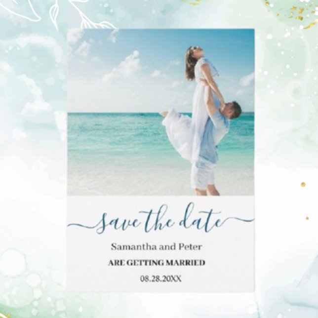Anúncio Praia personalizada do modem de fotografia Guardar (Create lasting memories with our custom photo modern beach save the date announcements.  )