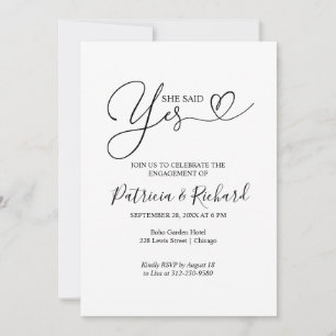 Anúncio Preta E Branca Ela Disse Sim Festa de noivado