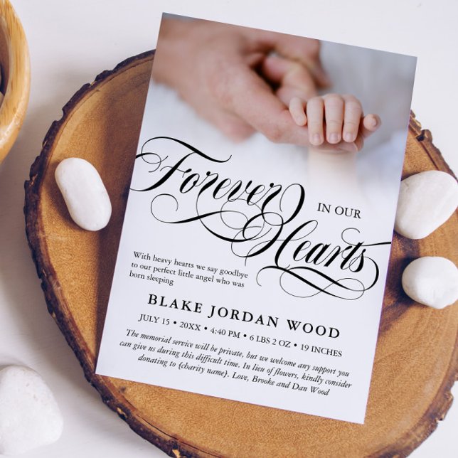 Anúncio Preto Branco Para Sempre No Nosso Memorial Do Bebê (Criador carregado)