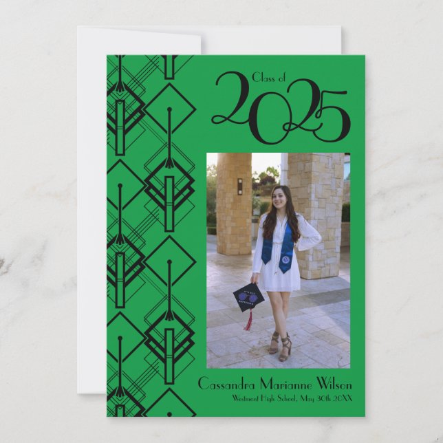 Anúncio Preto de Graduação Art Deco (Frente)