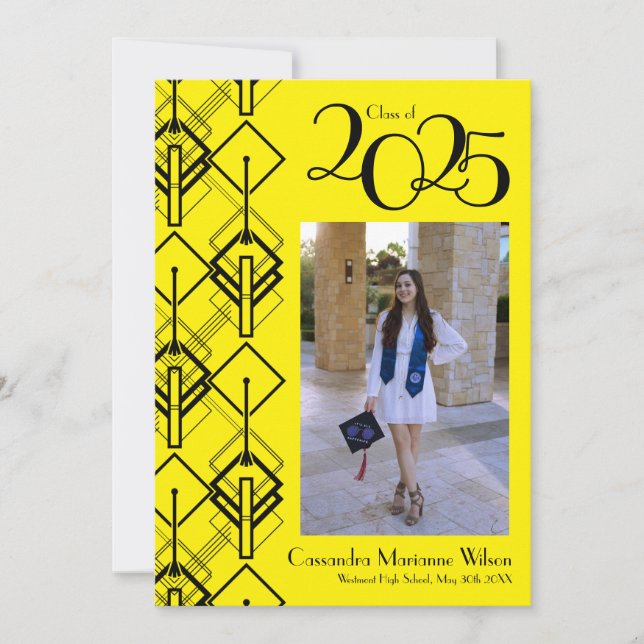 Anúncio Preto de Graduação Art Deco (Frente)