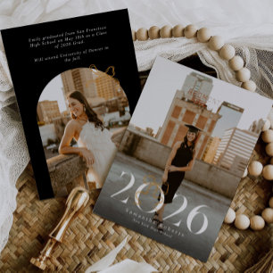 Anúncio Preto e Branco 2026 Coquette Laço Foto Graduação