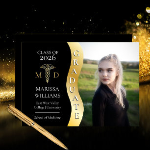 Anúncio Preto formando Médico MD de Caduceus de onda de Fo